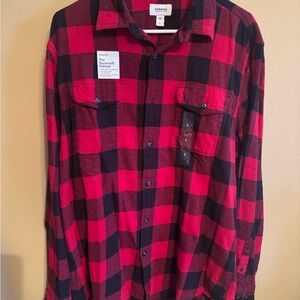 Sonoma Men's Bold Red and Black Checkered Shirt